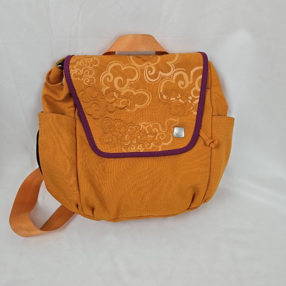 HAIKU by Sharon Elsenhauer‎ Orange Purple Embroidered Travel Backpack Purse